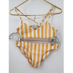 Fair Harbor White And Yellow 2 Piece‎ Swimsuit Size Small Bikini